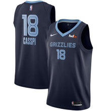 Load image into Gallery viewer, Men's Nike Omri Casspi Memphis Grizzlies Swingman Sponsor Patch Jersey – Icon Edition  Navy