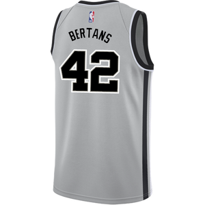 Bertans San Antonio Spurs Men's Nike  Statement Edition Swingman Personalized Jersey   Grey