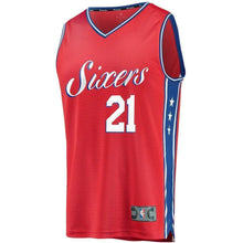Load image into Gallery viewer, Men's Fanatics Branded Joel Embiid Red Philadelphia 7ers Fast Break Replica Jersey  Statement Edition  Red