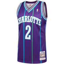 Load image into Gallery viewer, Men's Mitchell &amp; Ness Larry Johnson Purple Charlotte Hornets  Hardwood Classics Authentic Jersey  Purple