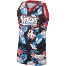 Load image into Gallery viewer, Allen Iverson Philadelphia 7ers Mitchell &amp; Ness Floral Fashion  Hardwood Classics Swingman Jersey – Black